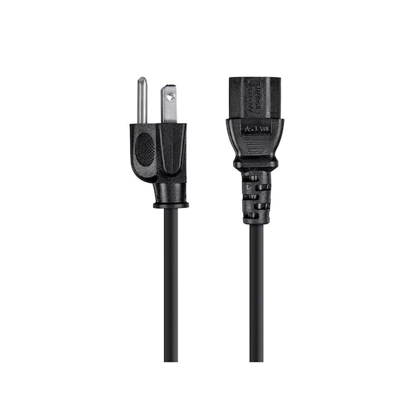 Power Cord - NEMA 5-15P To IEC 60320 C13_ 18AWG_ 10A/1250W_ 3-Prong_ B